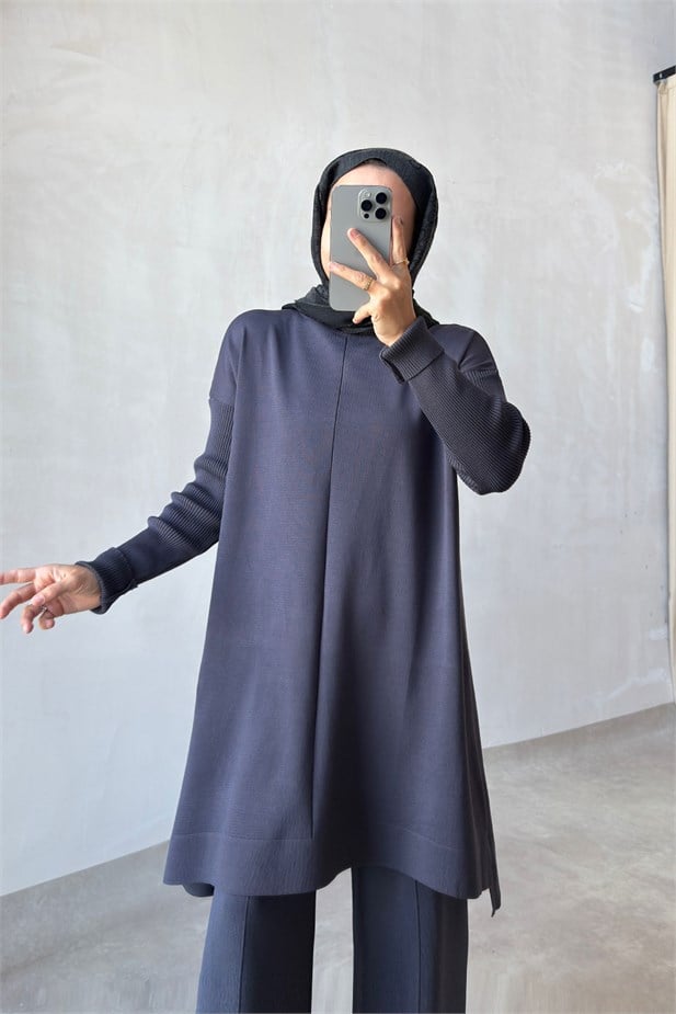 Mira Merserize Tunik - Füme