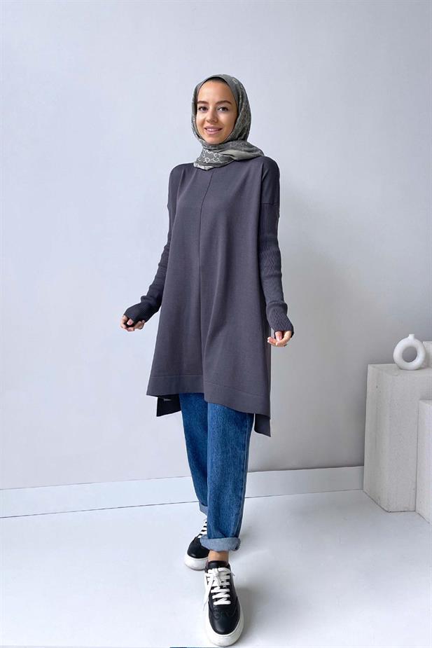 Mira Merserize Tunik - Füme