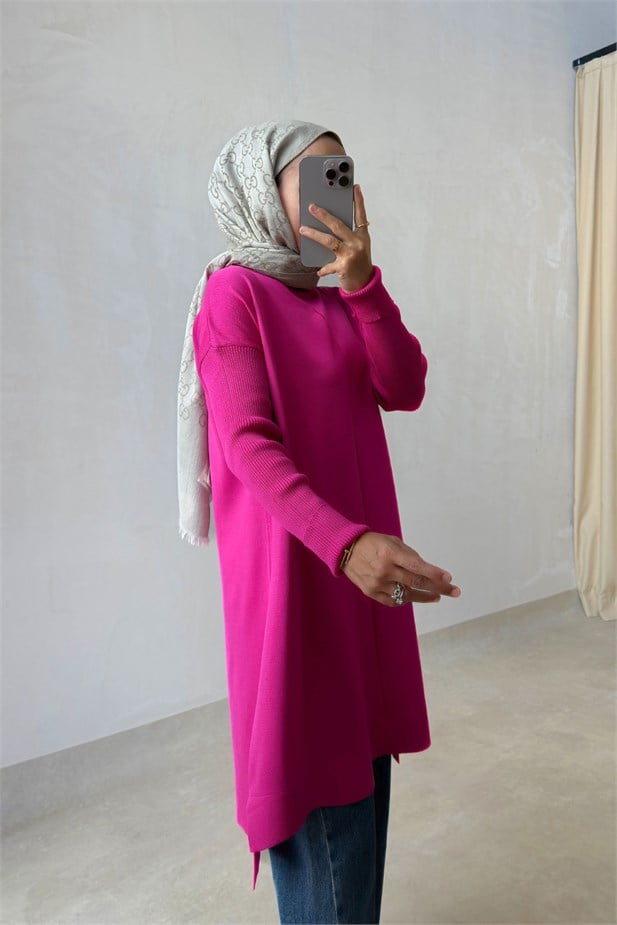 Mira Merserize Tunik - Fuşya