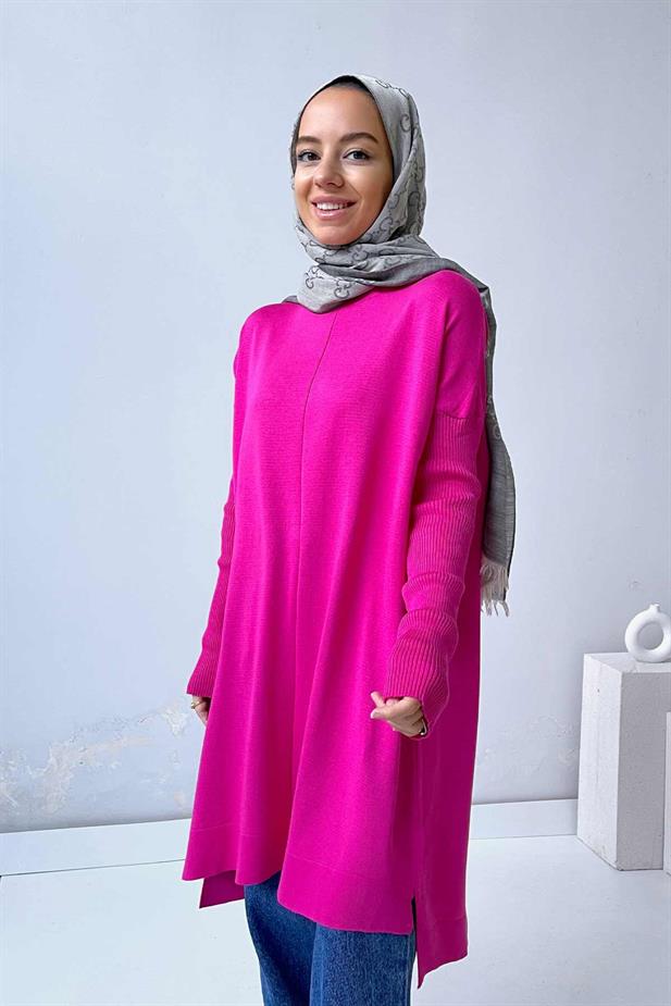 Mira Merserize Tunik - Fuşya