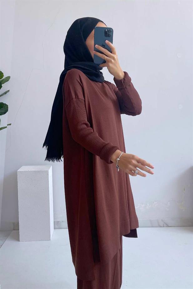 Mira Merserize Tunik - Kahverengi