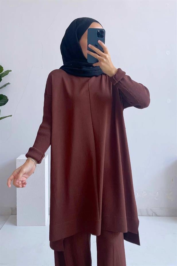 Mira Merserize Tunik - Kahverengi