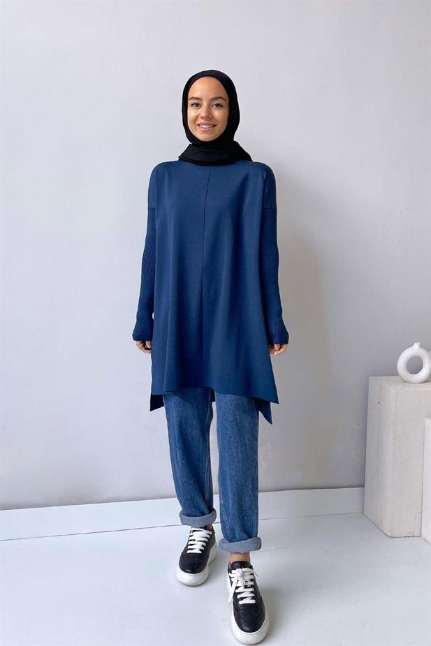 Mira Merserize Tunik - Petrol Mavi