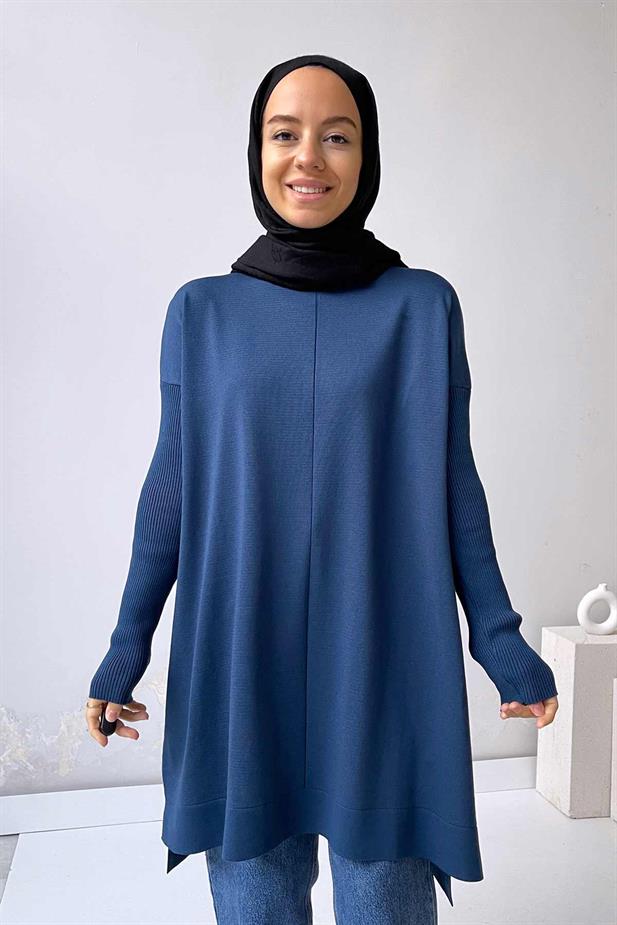 Mira Merserize Tunik - Petrol Mavi
