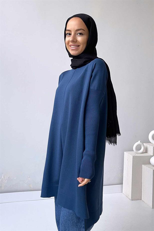 Mira Merserize Tunik - Petrol Mavi