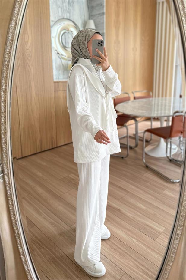 Omuz Atkılı 3lü Takım - Beyaz