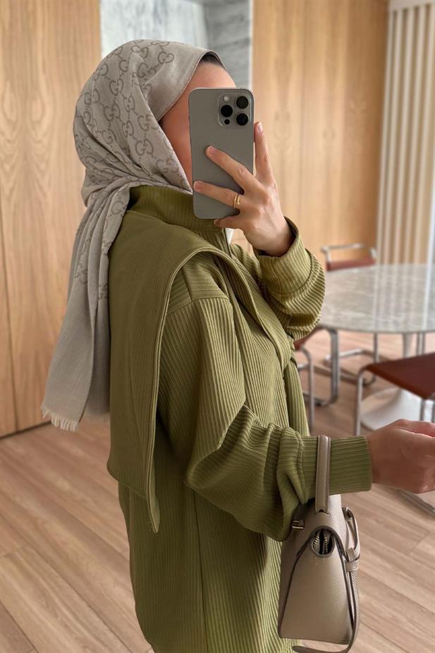 Omuz Atkılı 3lü Takım - Yağ Yeşili