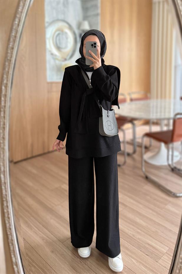 Omuz Atkılı 3lü Takım - Siyah