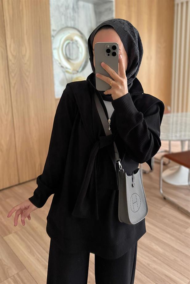 Omuz Atkılı 3lü Takım - Siyah