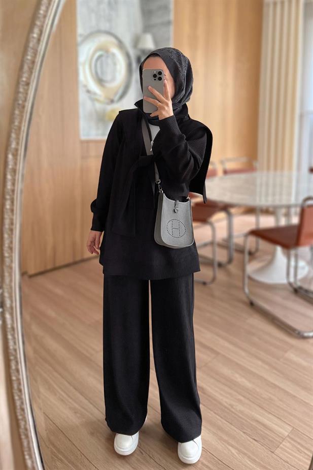 Omuz Atkılı 3lü Takım - Siyah