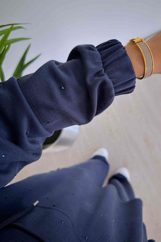 Önü Taşlı Oysh Kumaş İkili Takım - Lacivert