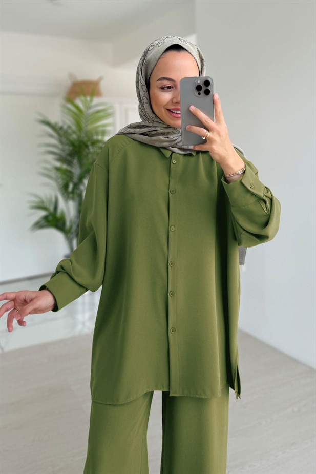 Pearly Takım - Zeytin Yeşili