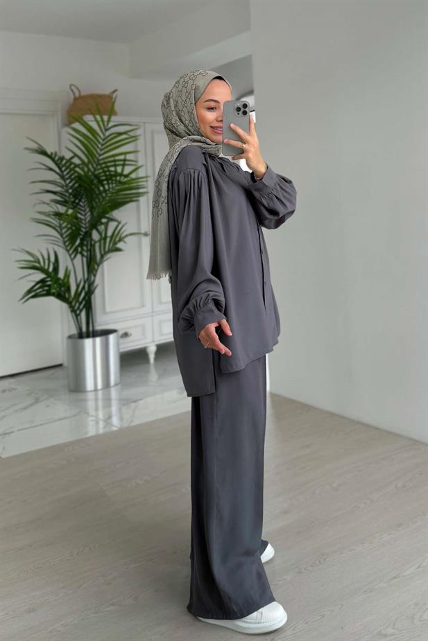 Pile Detaylı İkili Takım - Antrasit