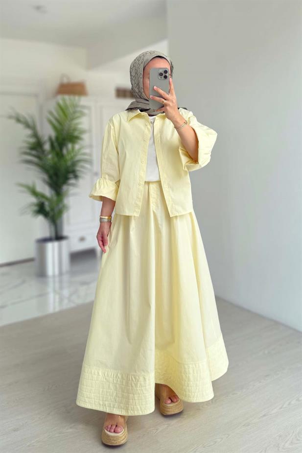 Poplin Etek Takım - Sarı