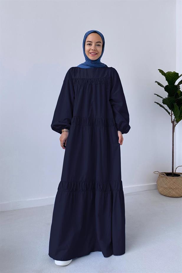 Poplin Rahat Elbise - Lacivert