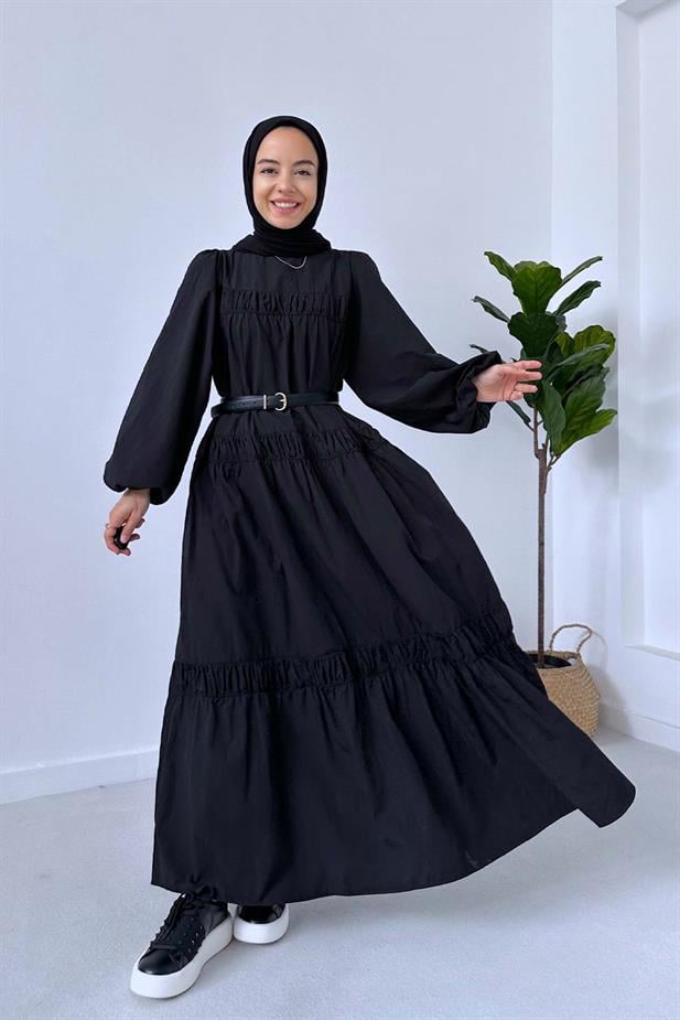 Poplin Rahat Elbise - Siyah