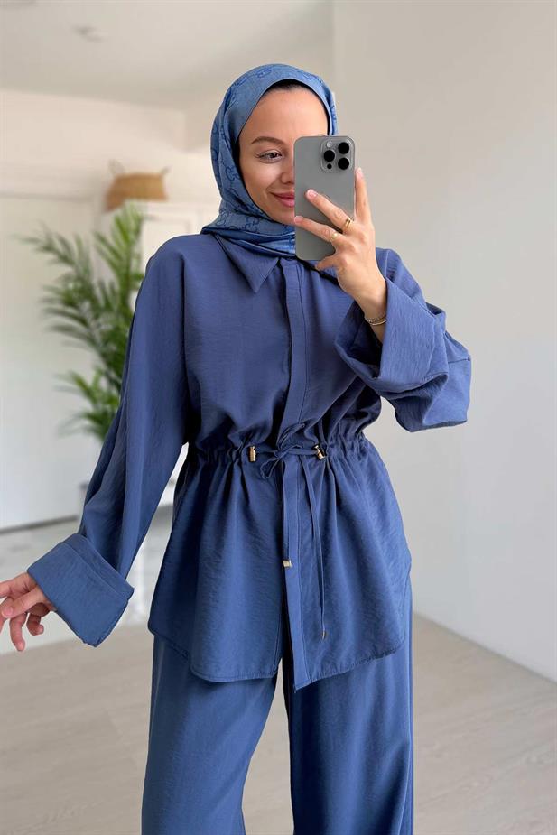 Rahat Kesim Büzgü Detaylı Takım - İndigo
