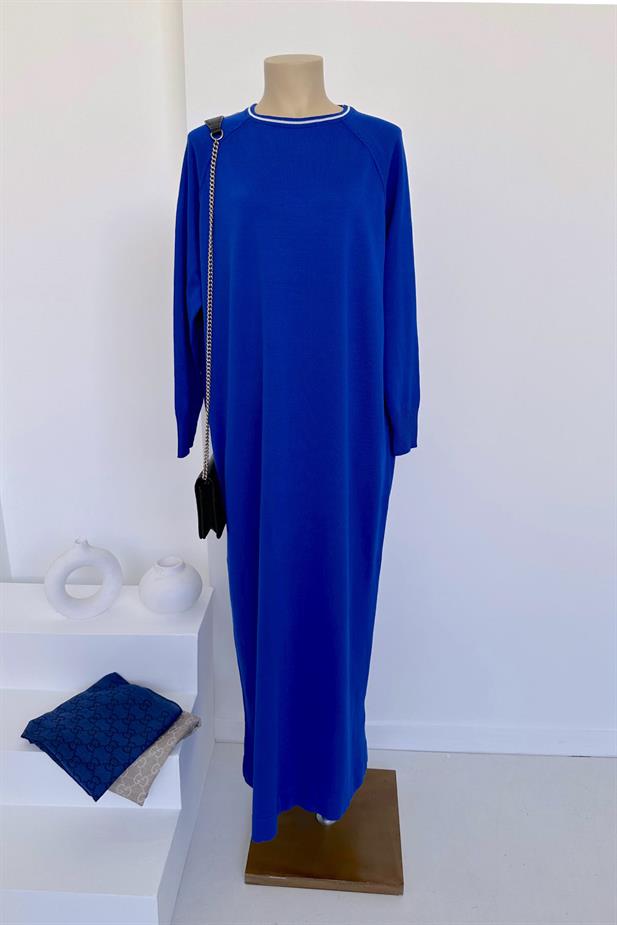 Reglan Merserize Elbise - Saks Mavi