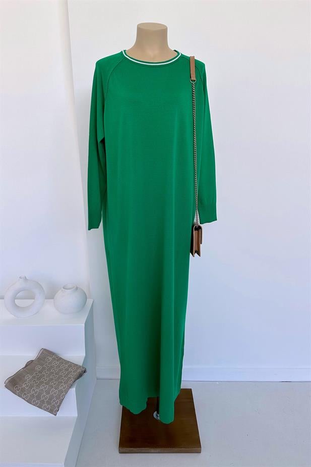 Reglan Merserize Elbise - Yeşil