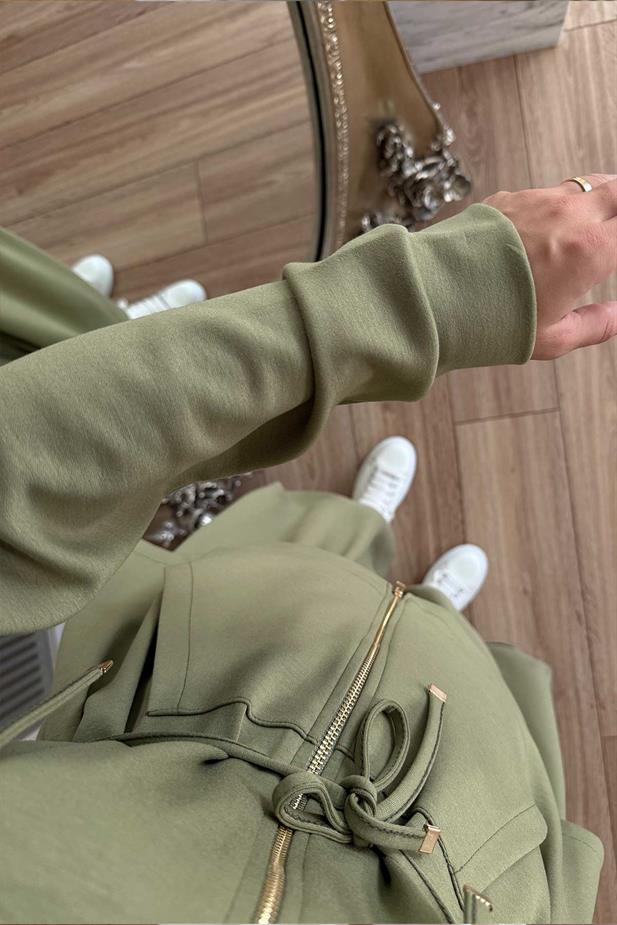 Şalvar Pantolonlu Modal Takım - Haki