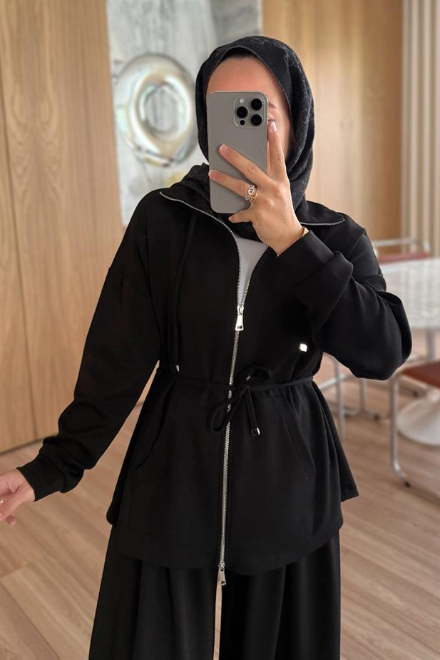 Şalvar Pantolonlu Modal Takım - Siyah