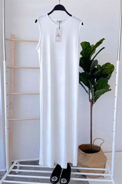 Sandy Kolsuz Elbise - Beyaz