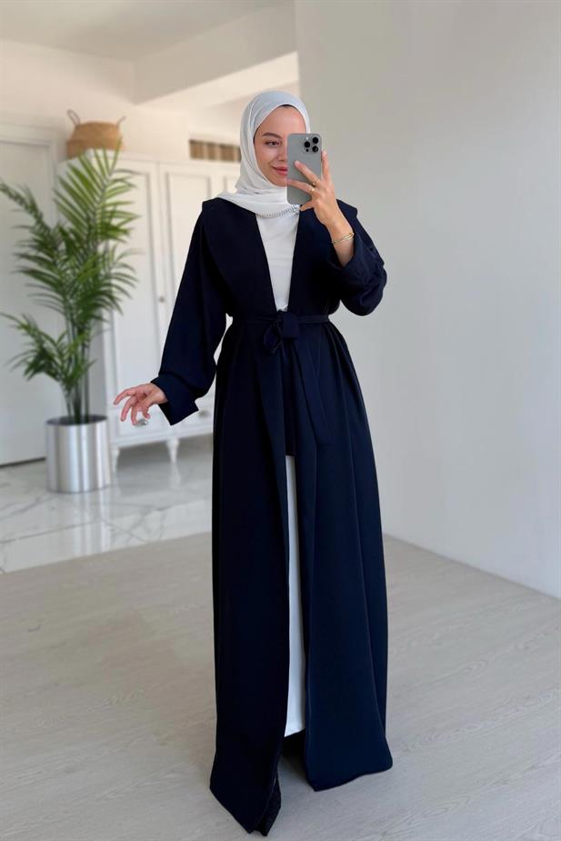Sırt Detay Dökümlü Abaya - Lacivert