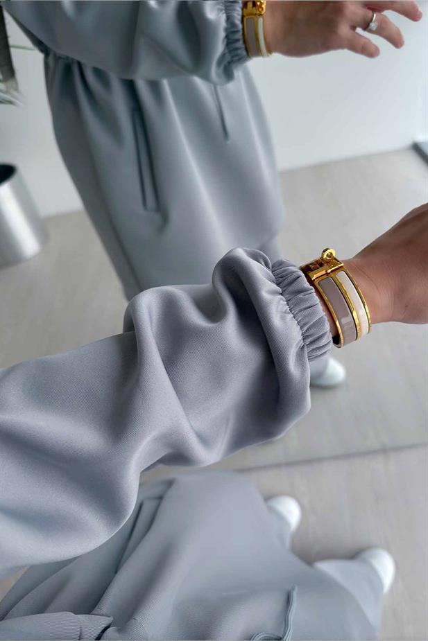 Tasarım Yaka Scuba Takım - Gri