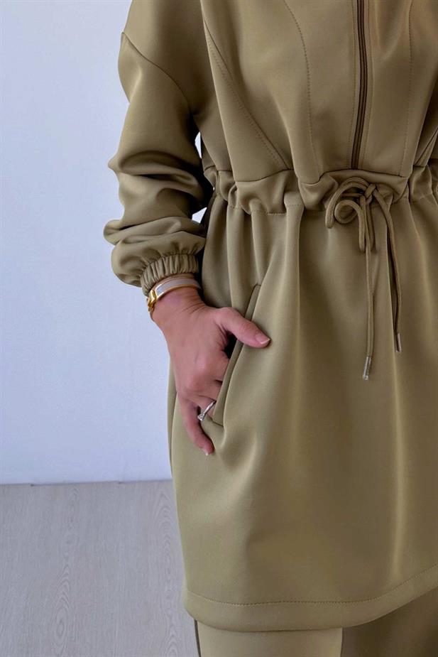 Tasarım Yaka Scuba Takım - Yağ Yeşili