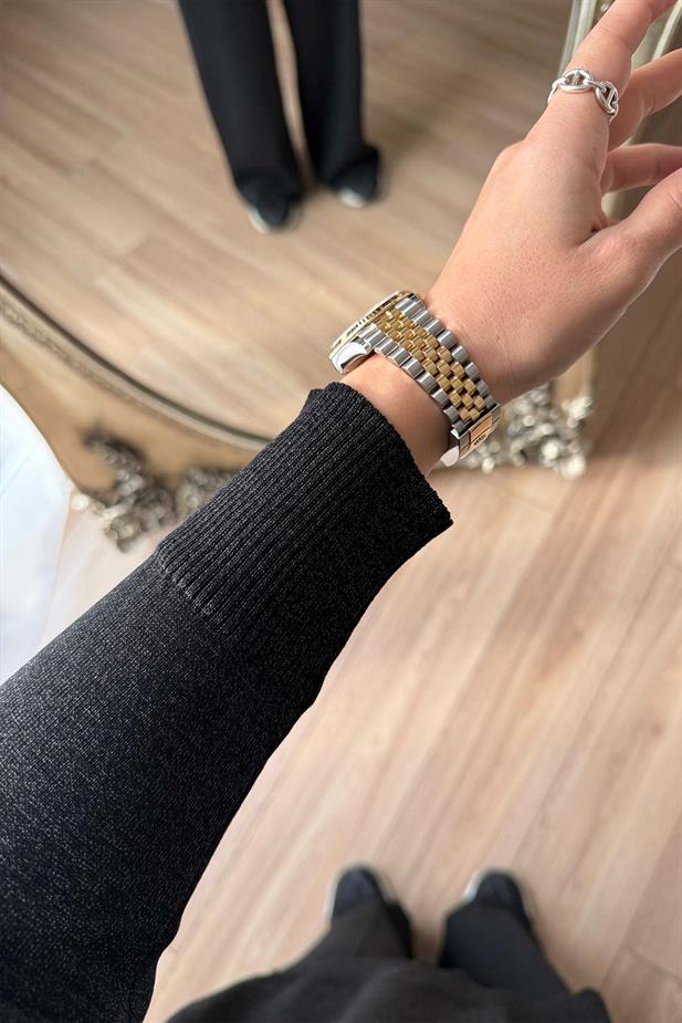 Taşlı Cep Merserize Takım - Siyah