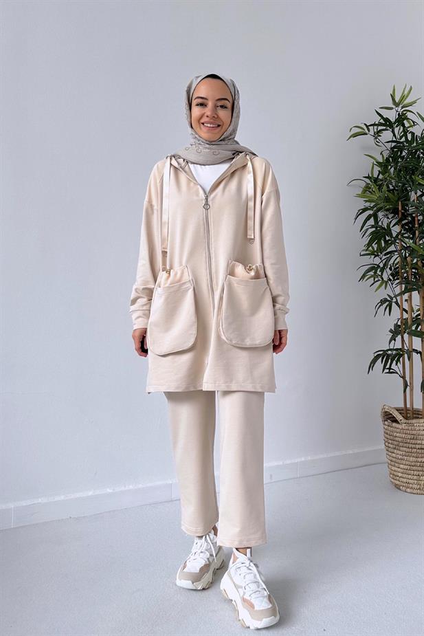 Torba Cepli İki İplik Takım - Bej