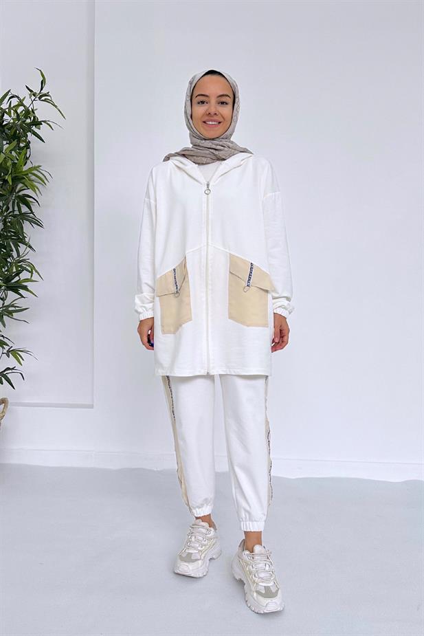 Venice Paça Lastik İki İplik Takım - Beyaz