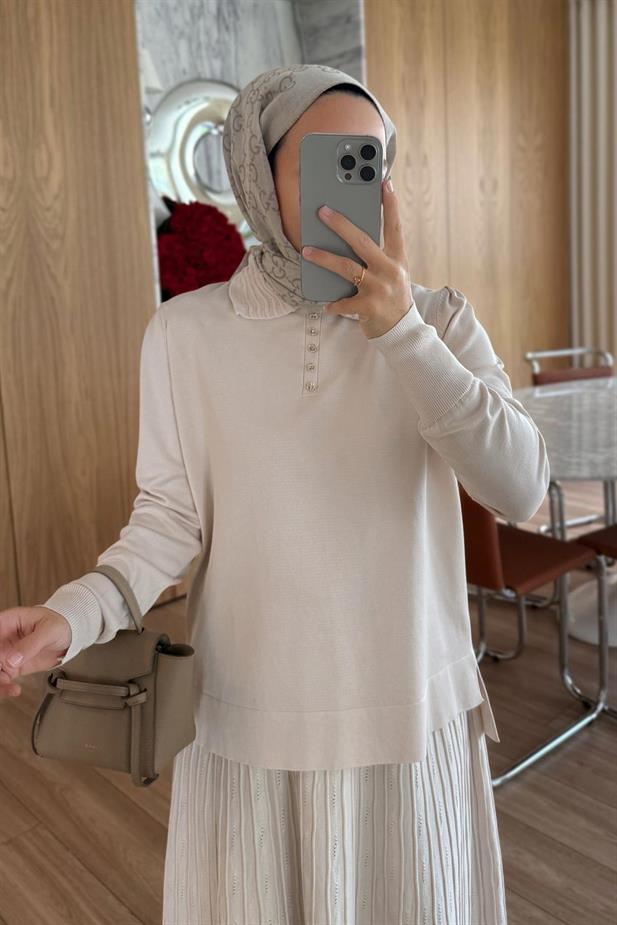 Wave Etekli Merserize Takım - Bej