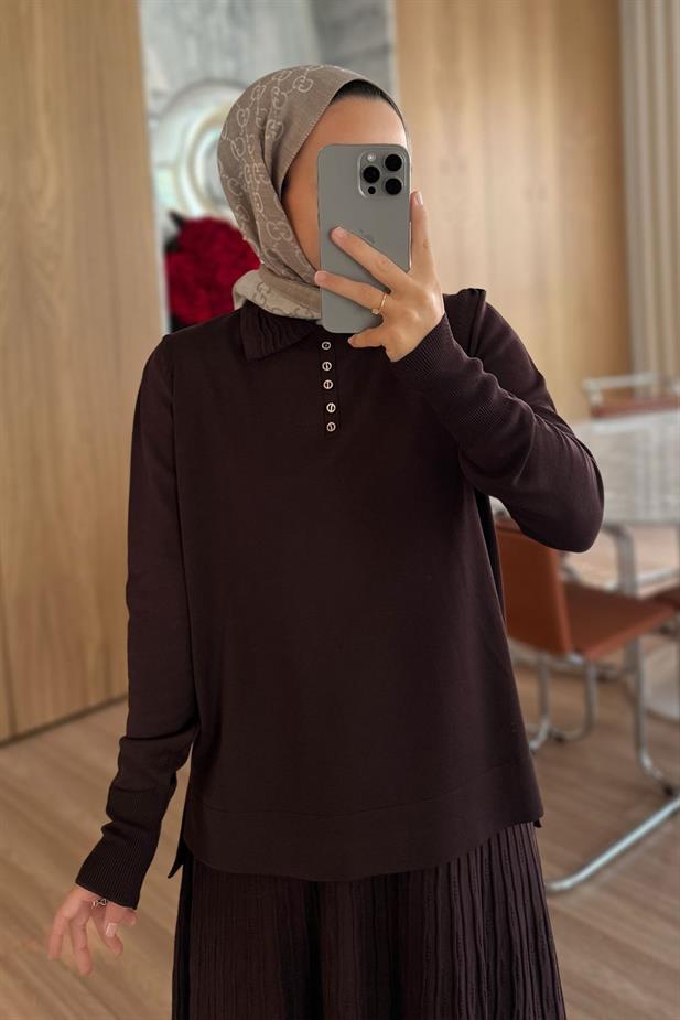 Wave Etekli Merserize Takım - Kahverengi