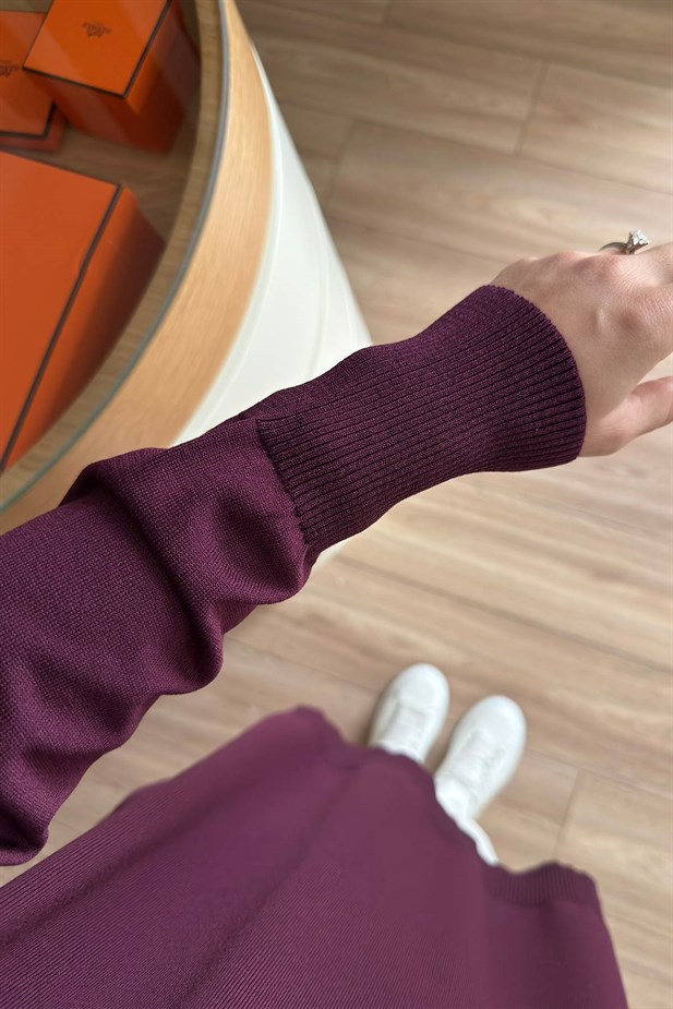 Yan Fermuar Basic Merserize Tunik - Mürdüm