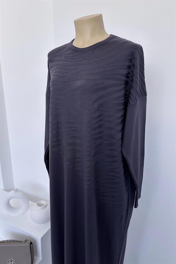 Zebra Merserize Elbise - Füme