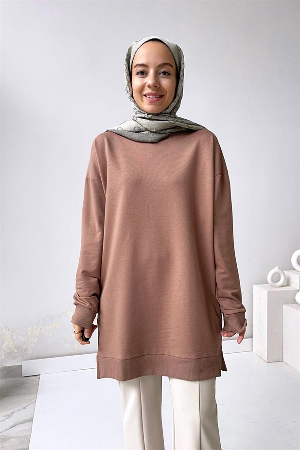 Basic Sweatshirt - Kahverengi | kahijab.com.tr