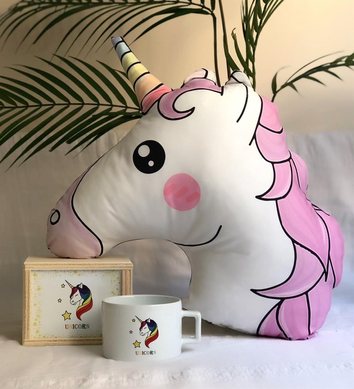 Ahşap Kutusunda Unicorn Kupa Bardak Ve Yastık SetiMarkasızGM00016