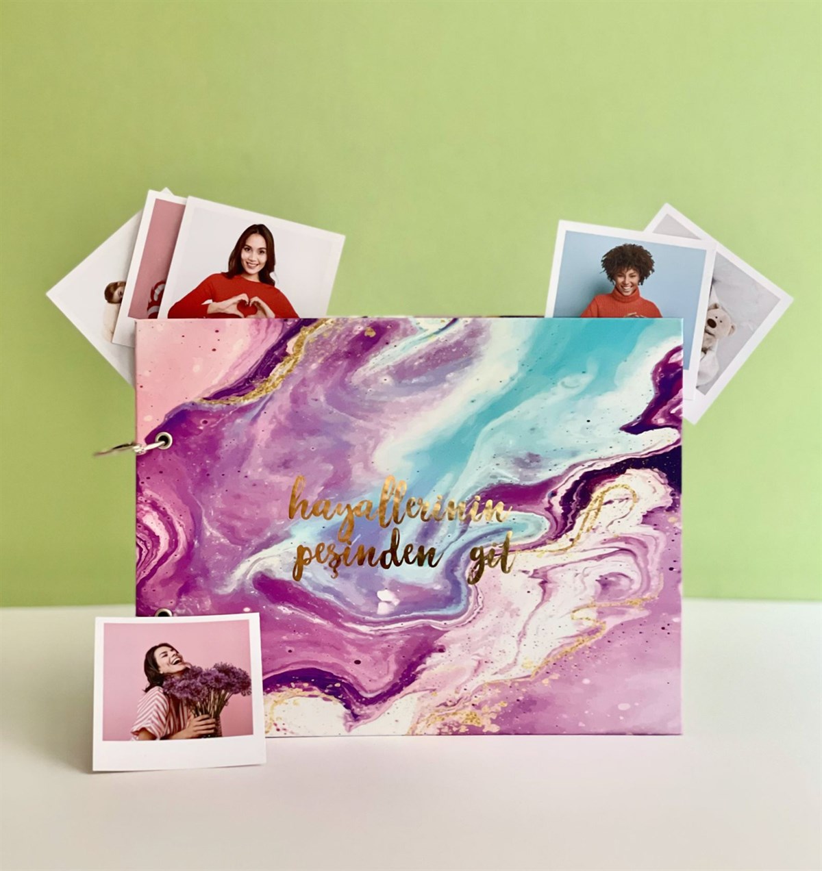 Kişiye Özel 20 Fotoğraflı Hayallerinin Peşinden Git Tasarımlı Klasör Albüm GiftmodaGmab100070
