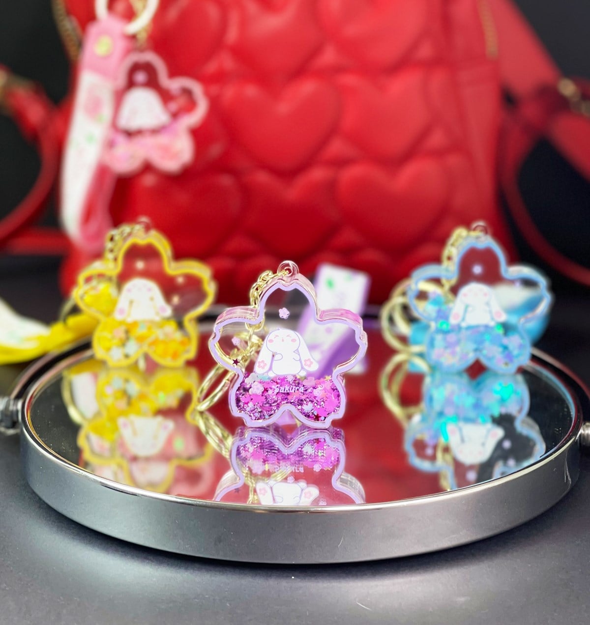 Tavşan Tasarımlı Sulu Simli Anahtarlık Çanta SüsügiftmodaGman100019