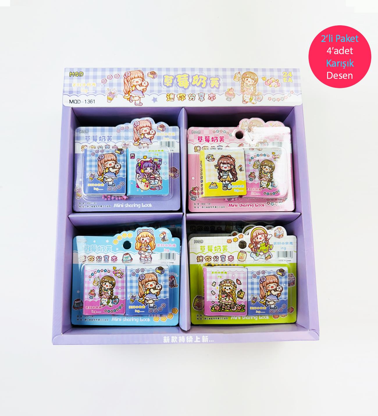 2'li Paket 4 Adet Prenses Tasarımlı Defter & AnahtarlıkgiftmodaBam 1030-1