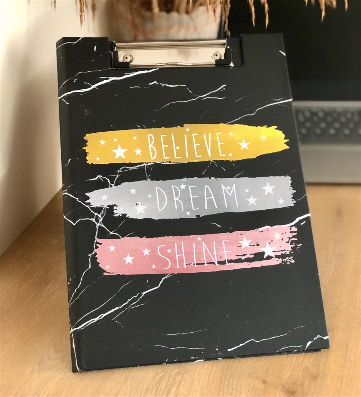 Believe Dream Shıne Tasarımlı Kapaklı SekreterliGiftmodaBelıve-Sekreterli