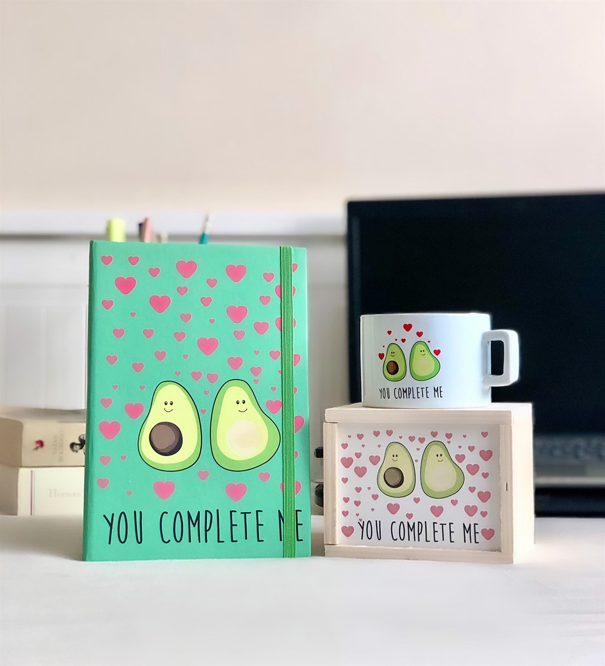 Beni Tamamlıyorsun Tasarımlı Kutulu Kupa Ve Defter SetGiftmodaakk-your-comp-me-Lastikli-Defter