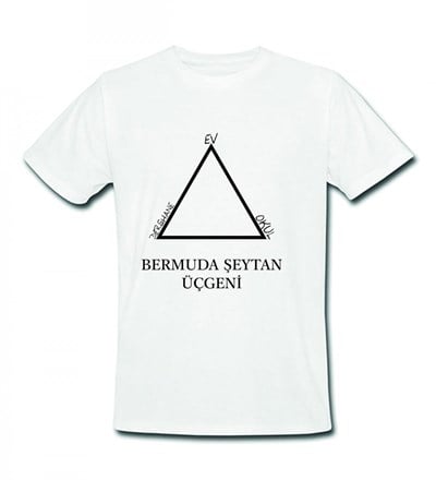 Bermuda Şeytan Üçgeni Baskılı Tasarım Tişört (Unisex)