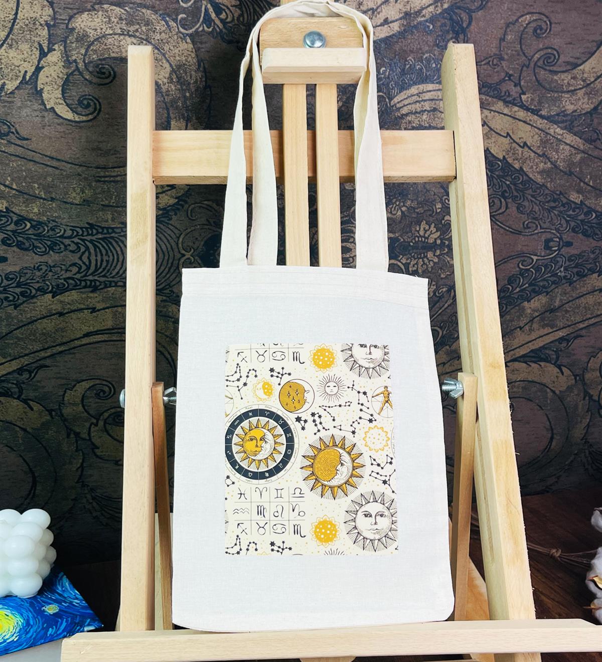 Tarot Ay Ve Güneş Tasarımlı Bez ÇantagiftmodaGmcnt100053