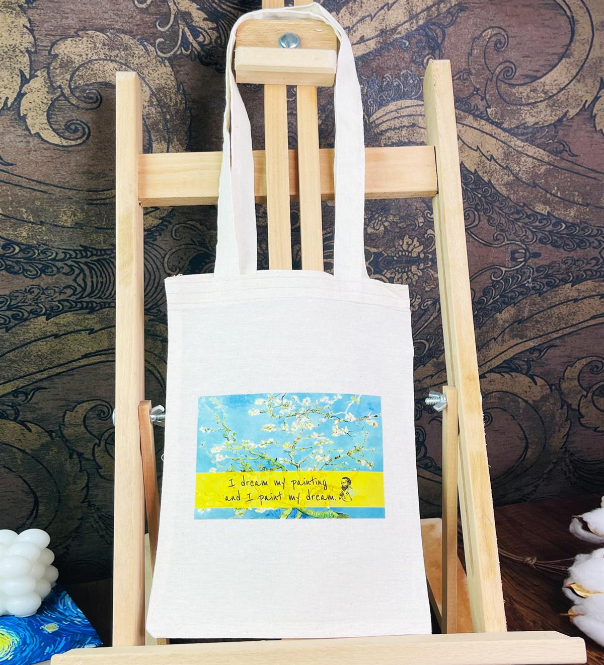 Badem Çiçeği Tasarımlı Bez ÇantagiftmodaGmcnt100046