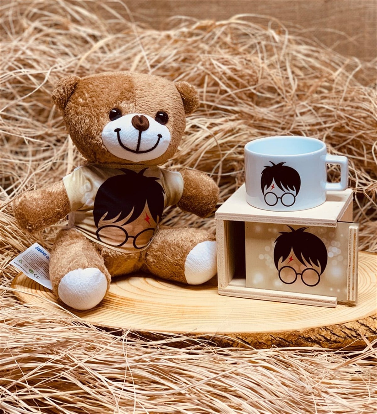 Büyücü Tasarımlı Pelüş Ayıcık kupa setGiftmodaharry potter kupa ayıcık set