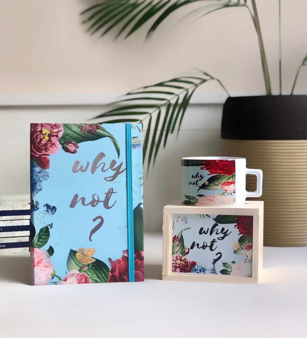 Çiçek Motto Tasarımlı Defter Ve Kutulu Kupa SetGiftmodaÇiçek-Motto-Defter-Kutulu-Kupa