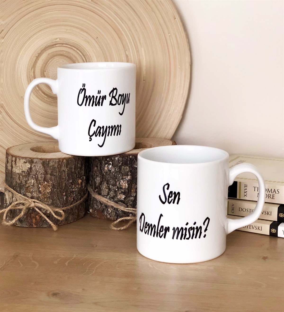 Çiftlere Özel Ömür Boyu Çayımı Sen Demler Misin Tasarılı 2'li Kupa BardakGiftmodaGMK6202