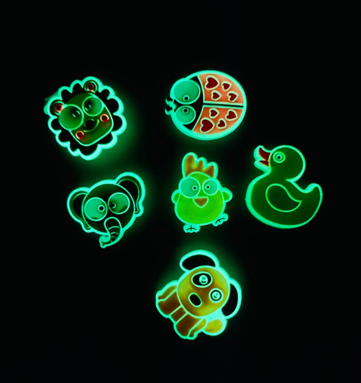 Crocs Jibbitz Fosforlu Terlik Süsü Sevimli Hayvan Serisi 6'lı GiftmodaGmjb00016